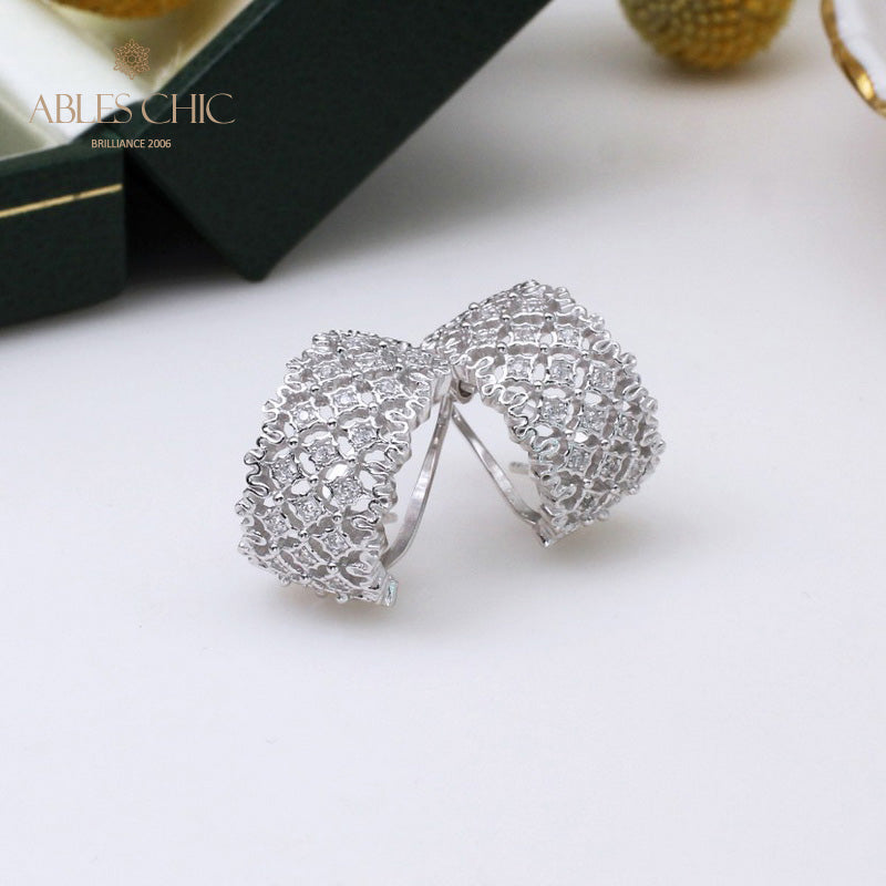 Boucles d'Oreilles Nid d'Abeille Dentelle Aérée 5106