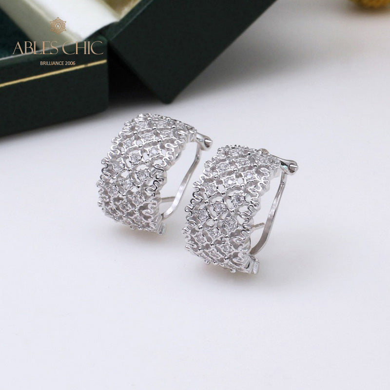 Boucles d'Oreilles Nid d'Abeille Dentelle Aérée 5106