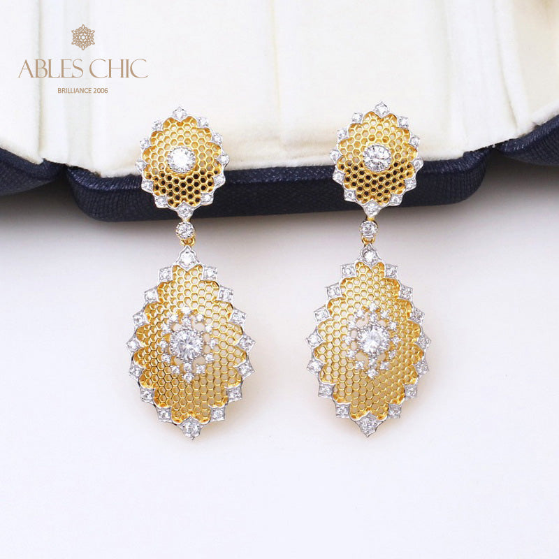 Boucles d'Oreilles Aérées Dentelle Nid d'Abeille 5115