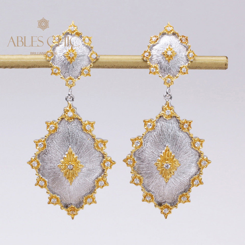 Boucles d'oreilles florales étoiles soyeuses détaillées 5278