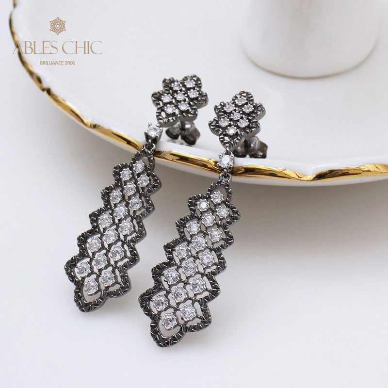 Boucles d'oreilles chandelier en dentelle ajourée 5010