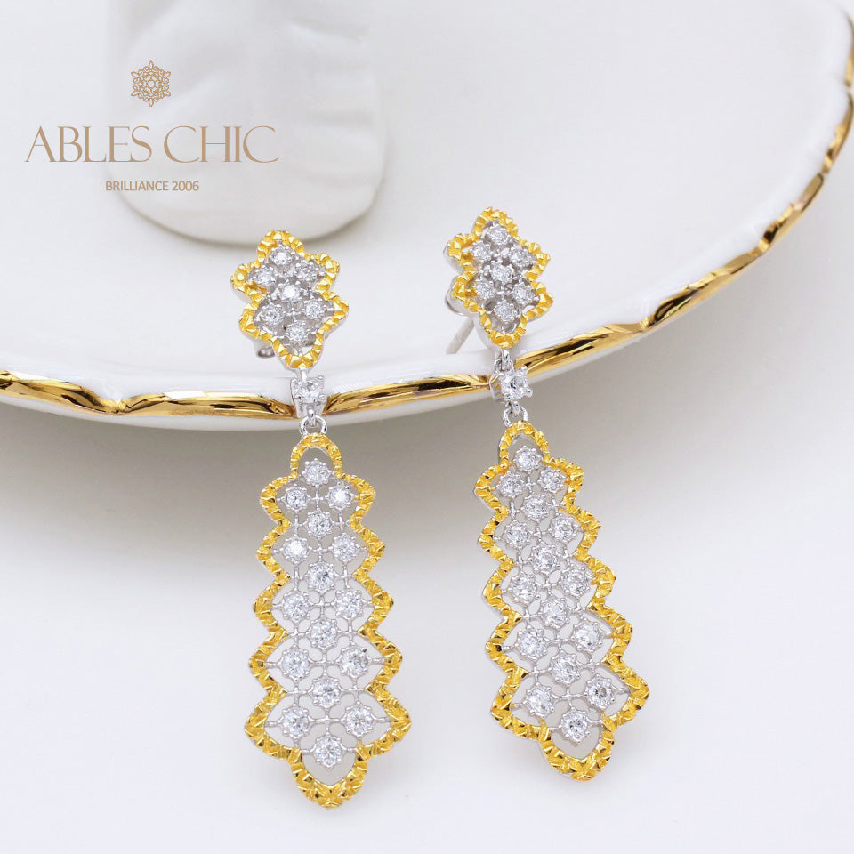 Boucles d'oreilles chandelier en dentelle ajourée 5010