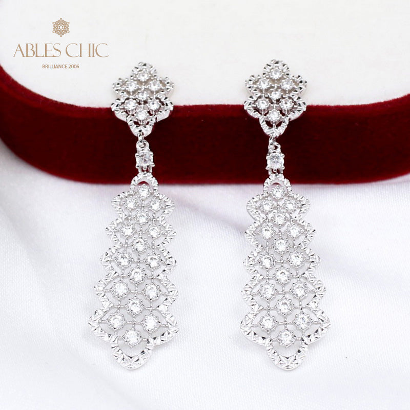 Boucles d'oreilles chandelier en dentelle ajourée 5010