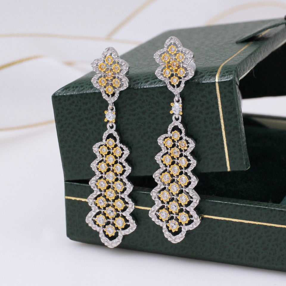 Boucles d'oreilles chandelier en dentelle ajourée 5010