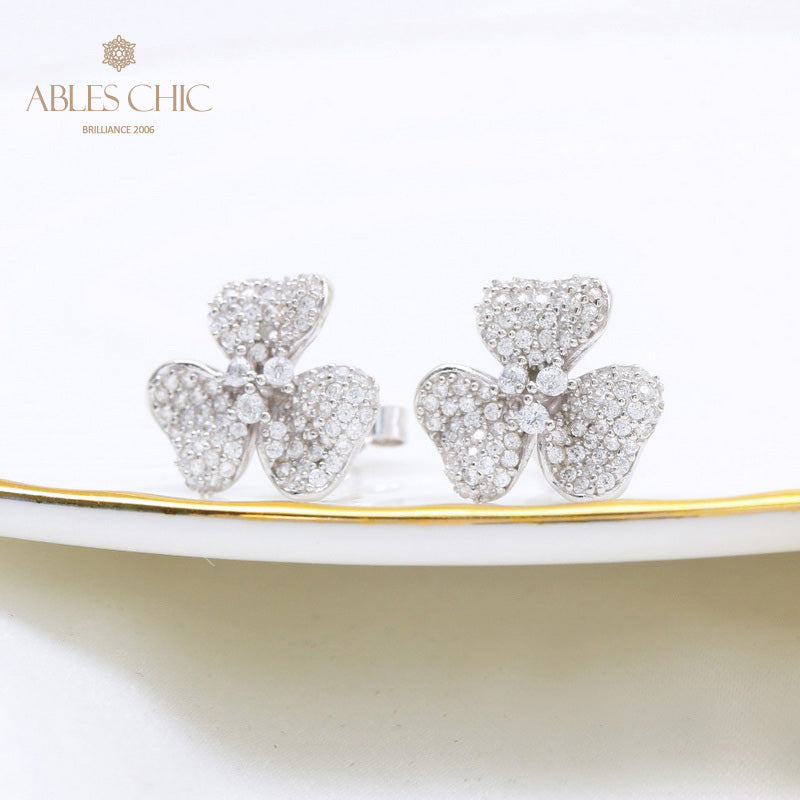 Boucles D'oreilles Florales Pétales Pavés 5541