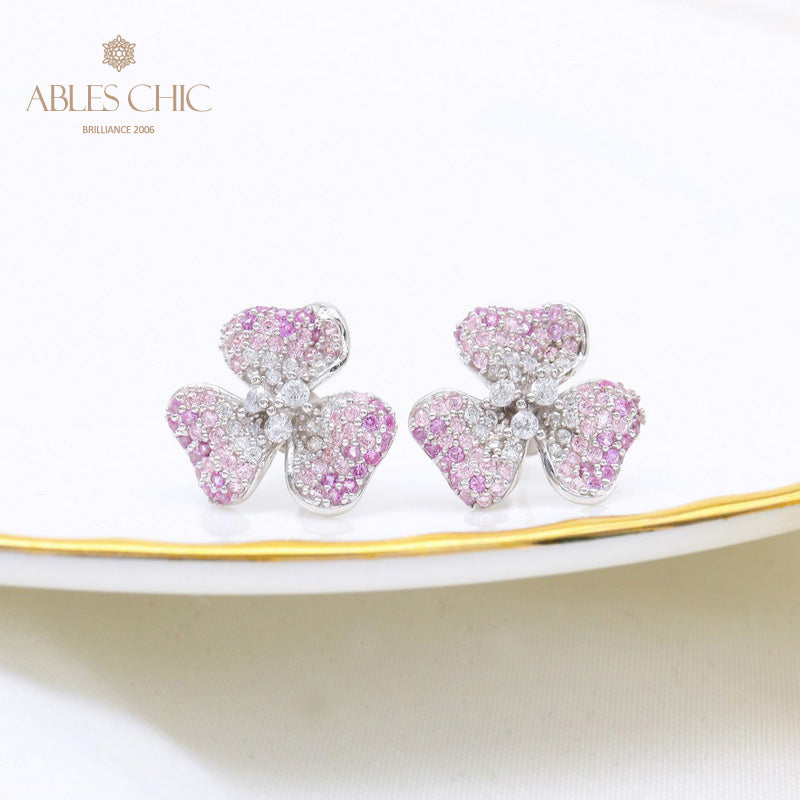 Boucles D'oreilles Florales Pétales Pavés 5541