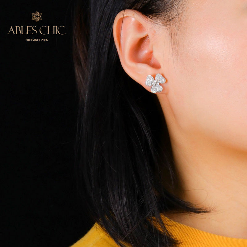 Boucles D'oreilles Florales Pétales Pavés 5541