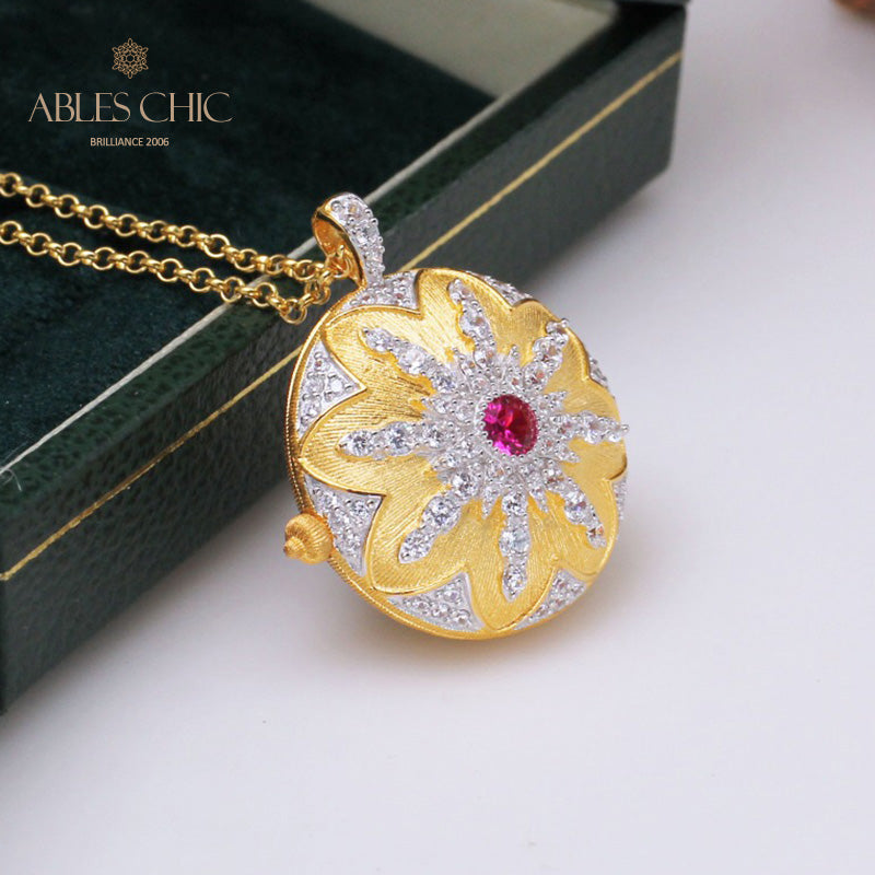 Pendentif médaillon rubis CZ 5210