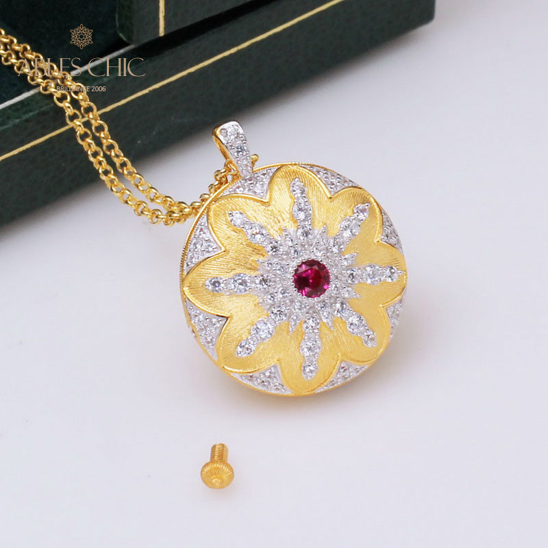 Pendentif médaillon rubis CZ 5210