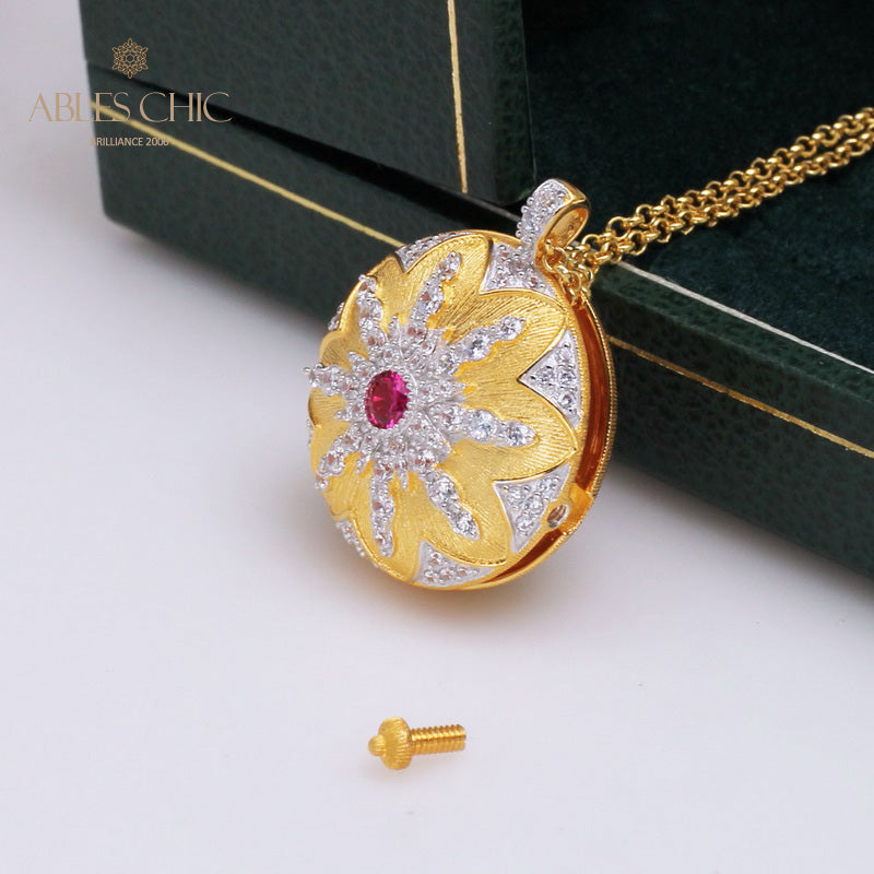 Pendentif médaillon rubis CZ 5210