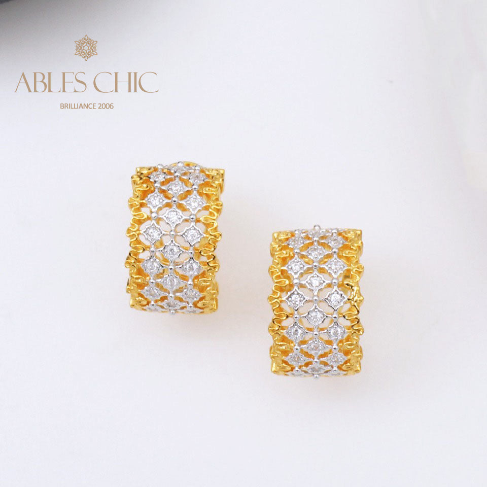 Boucles d'Oreilles Nid d'Abeille Dentelle Aérée 5011