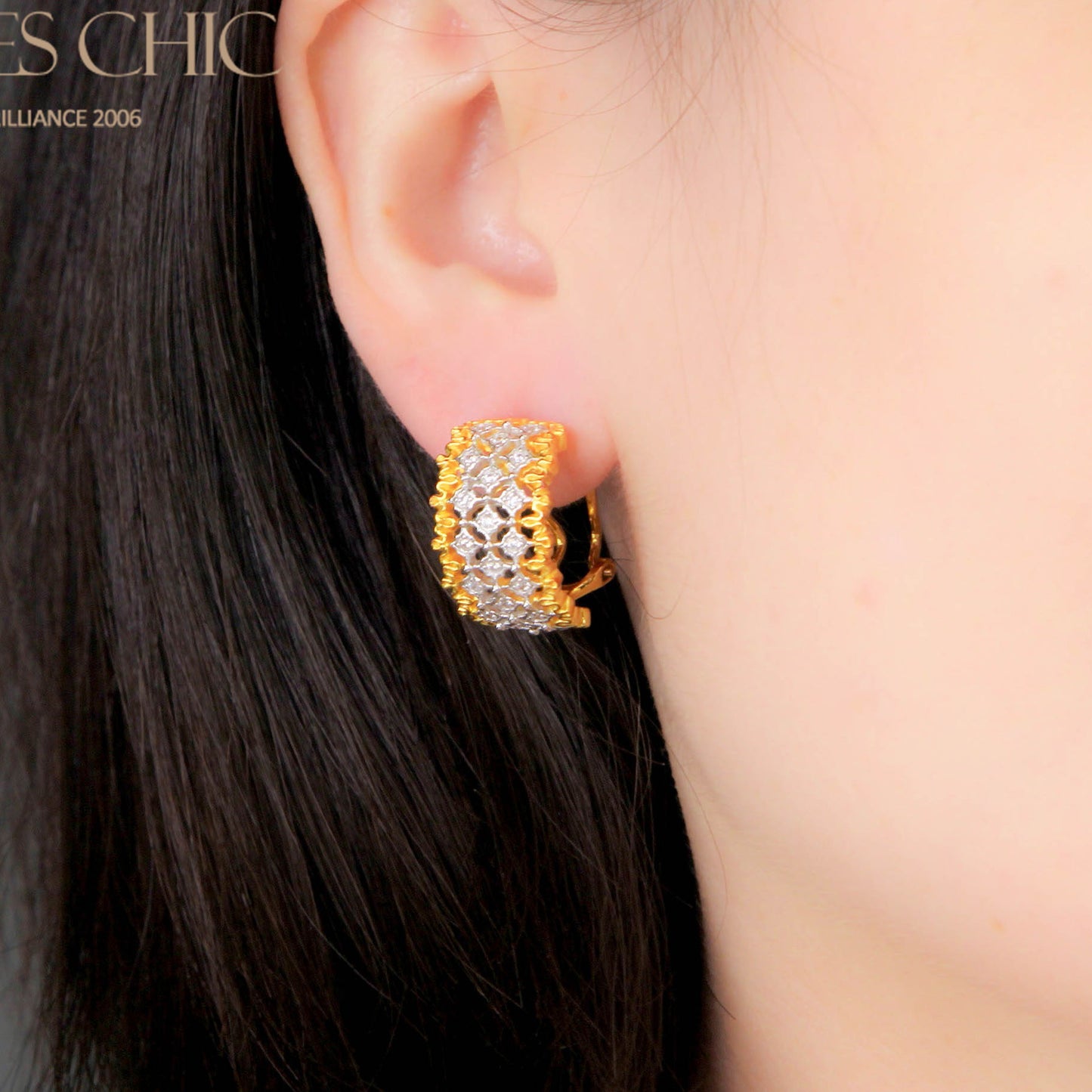 Boucles d'Oreilles Nid d'Abeille Dentelle Aérée 5011