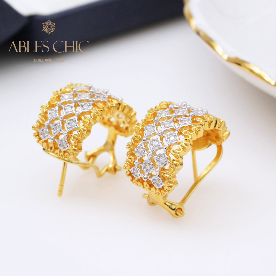 Boucles d'Oreilles Nid d'Abeille Dentelle Aérée 5011