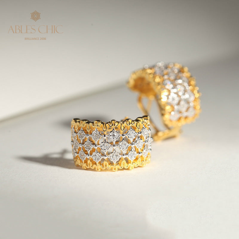 Boucles d'Oreilles Nid d'Abeille Dentelle Aérée 5011