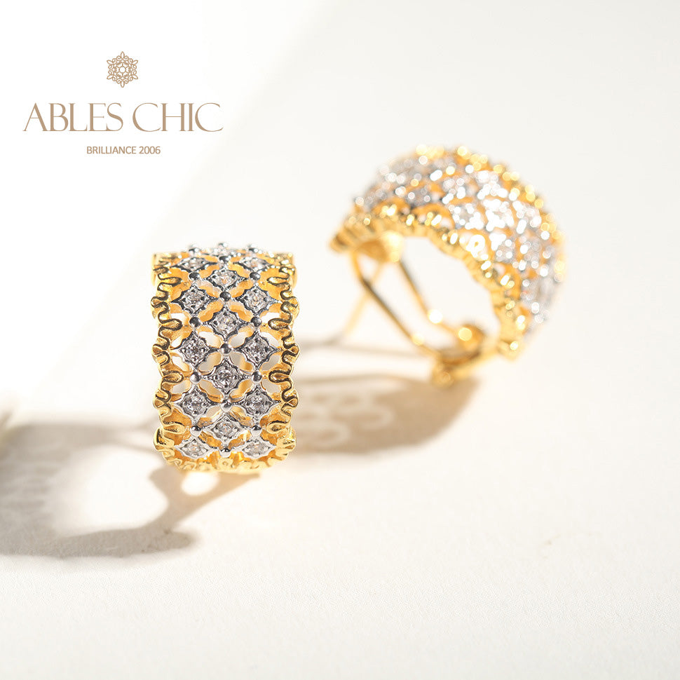 Boucles d'Oreilles Nid d'Abeille Dentelle Aérée 5011