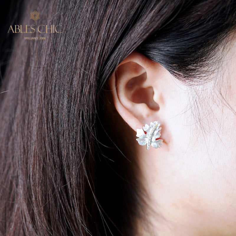 Boucles d'oreilles brossées feuille d'érable 5141