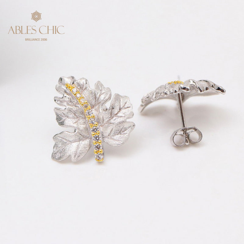 Boucles d'oreilles brossées feuille d'érable 5141