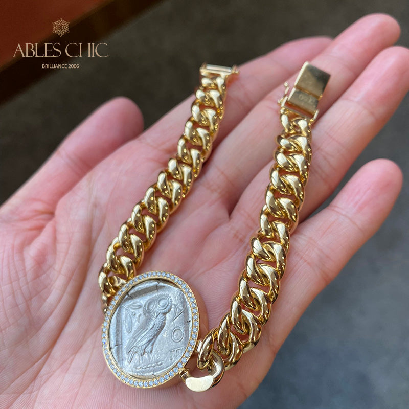 Bracelet médaillon grec Athena Flip