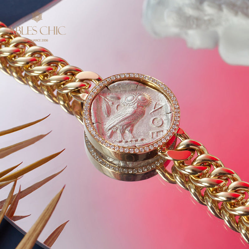 Bracelet médaillon grec Athena Flip