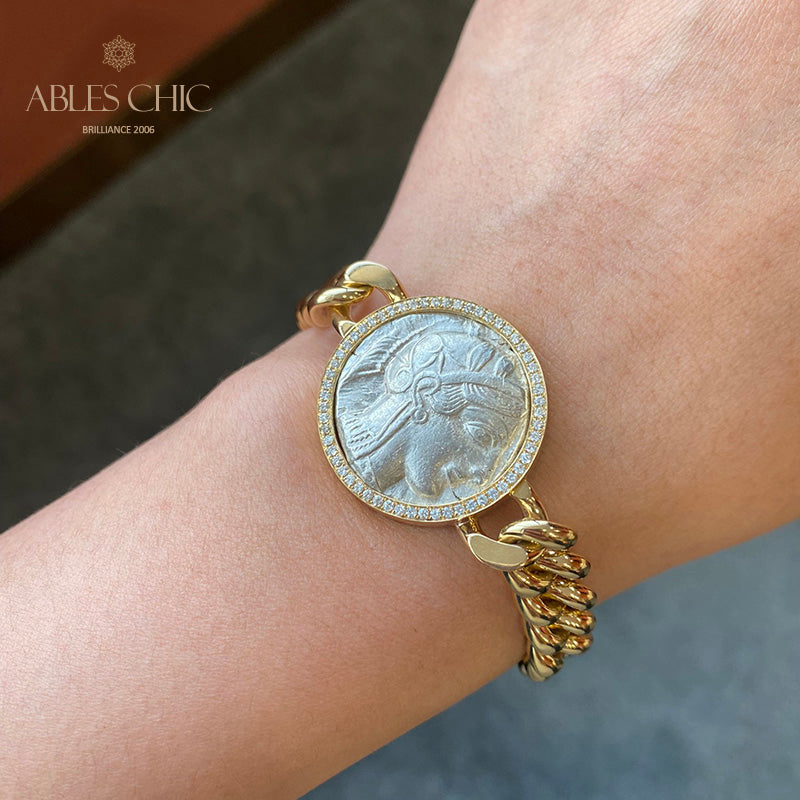 Bracelet médaillon grec Athena Flip