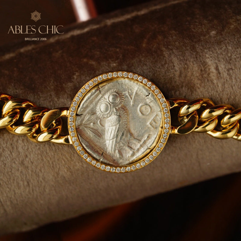 Bracelet médaillon grec Athena Flip