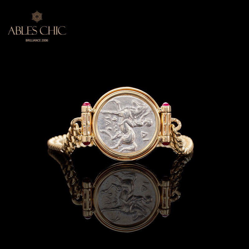 Bracelet médaillon dauphin grec