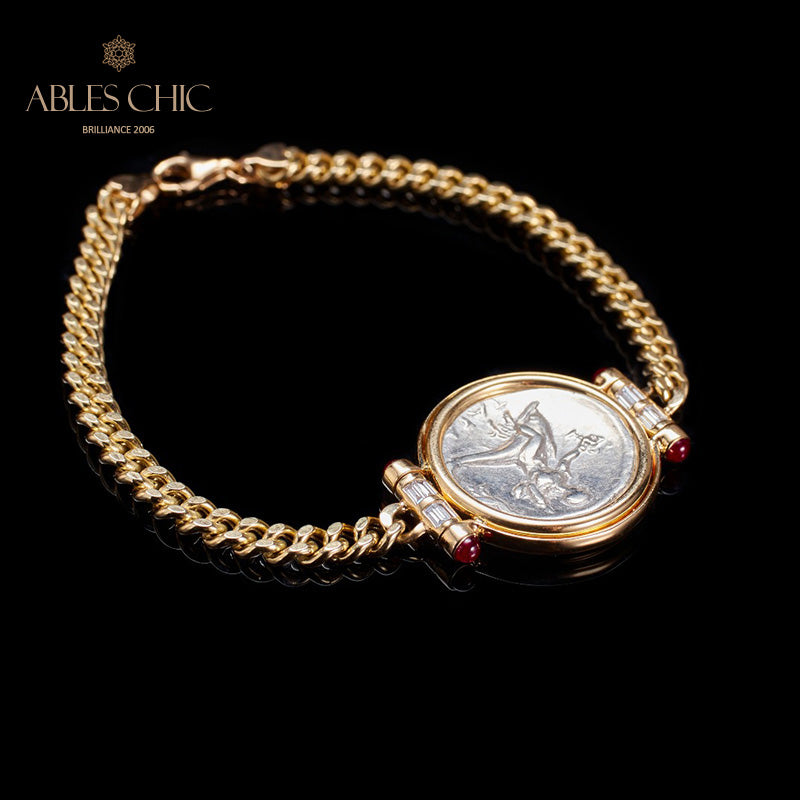 Bracelet médaillon dauphin grec