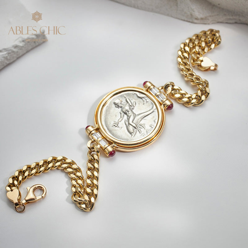 Bracelet médaillon dauphin grec