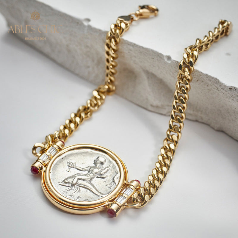 Bracelet médaillon dauphin grec