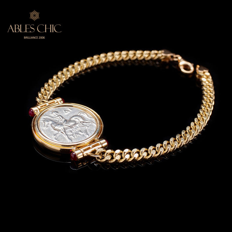 Bracelet médaillon dauphin grec