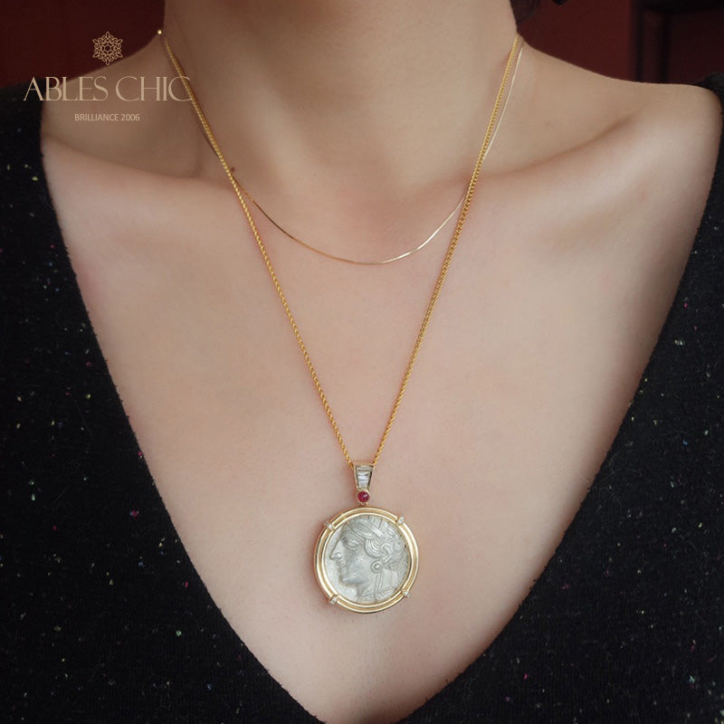 Pendentif de pièce de monnaie byzantine Lira Athena uniquement