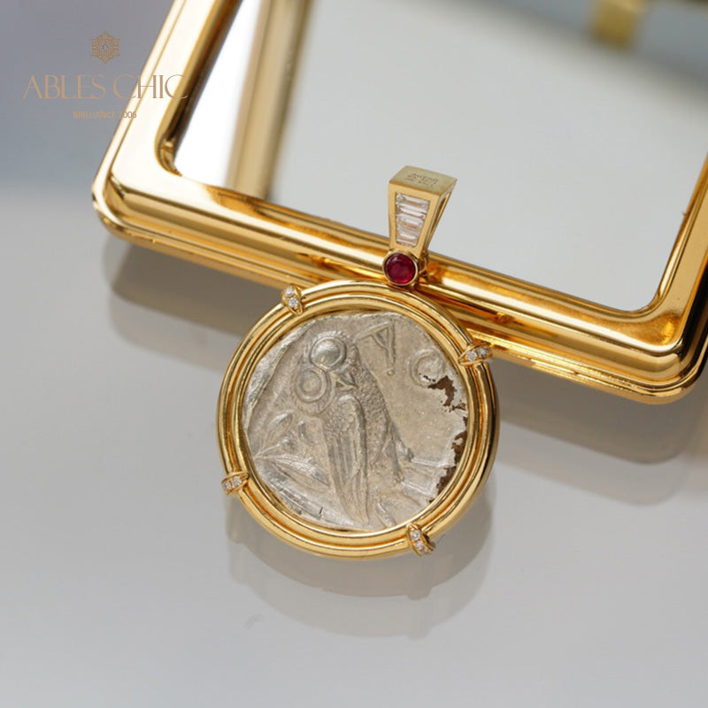 Pendentif de pièce de monnaie byzantine Lira Athena uniquement