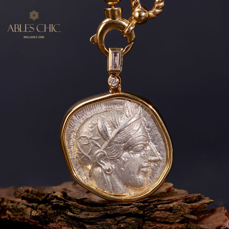 Collier de pièces de monnaie antique Lire Athéna