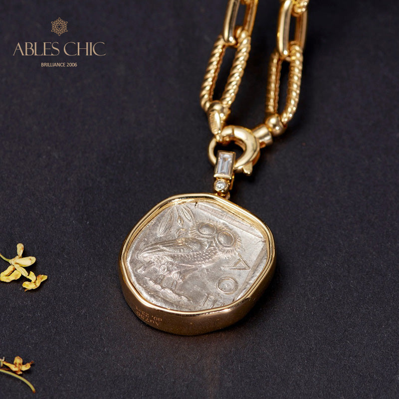 Collier de pièces de monnaie antique Lire Athéna