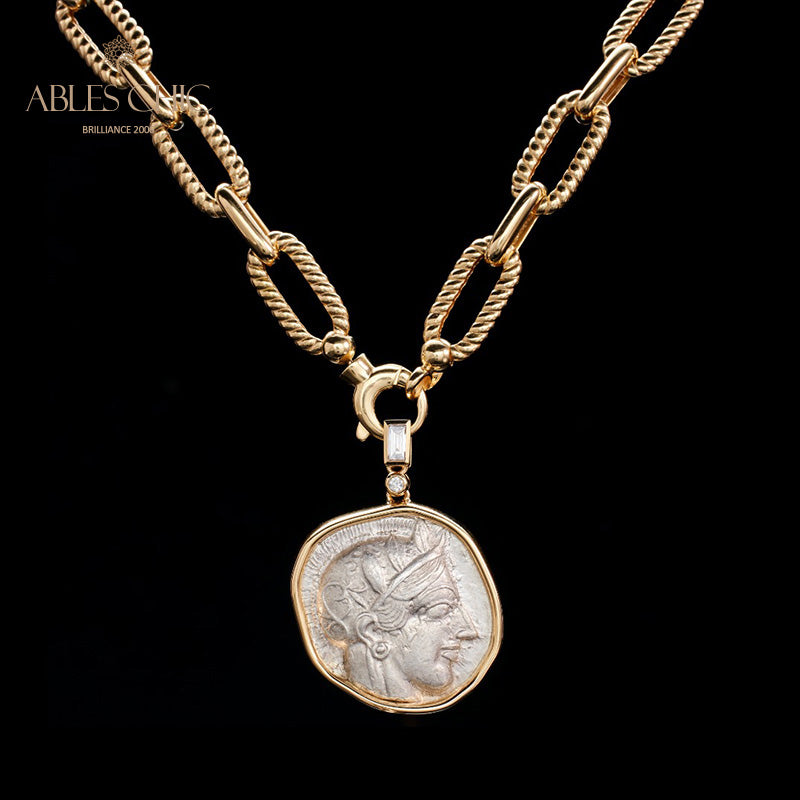 Collier de pièces de monnaie antique Lire Athéna
