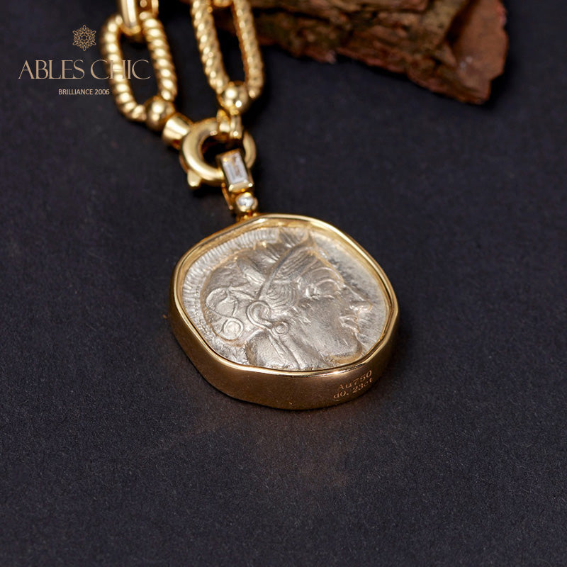 Collier de pièces de monnaie antique Lire Athéna