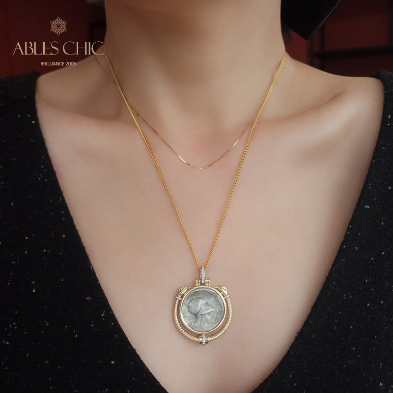 Pendentif pièce de monnaie Athena de la lire romaine uniquement