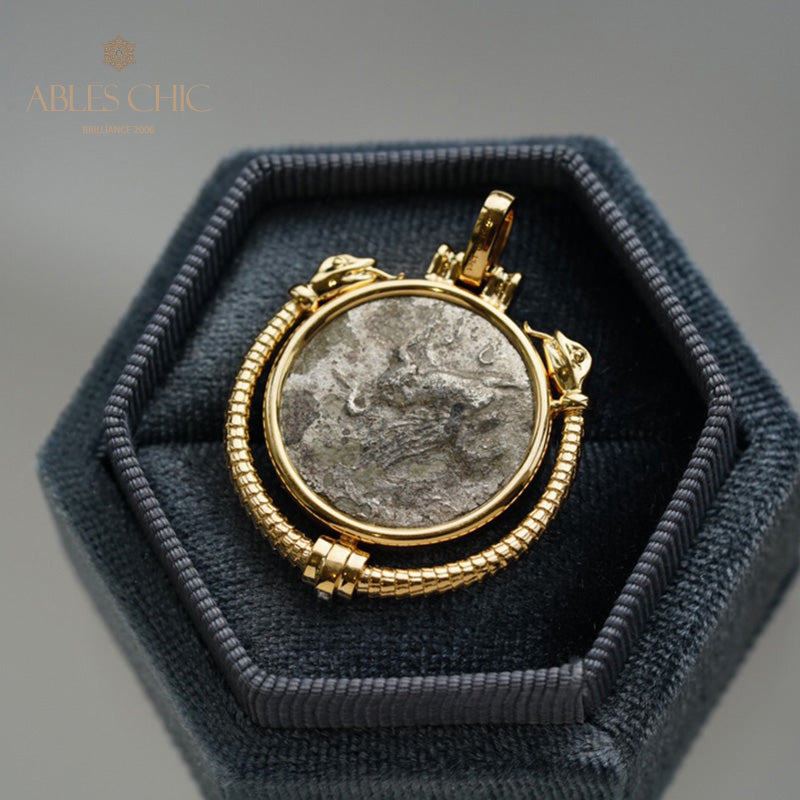 Pendentif pièce de monnaie Athena de la lire romaine uniquement