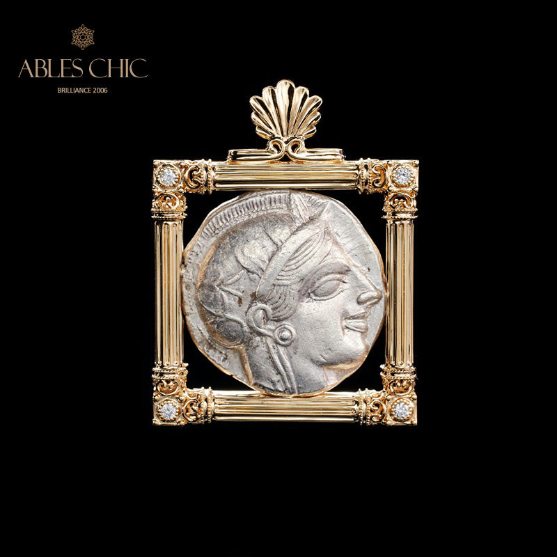 Pendentif de pièce de monnaie byzantine Lira Athena uniquement