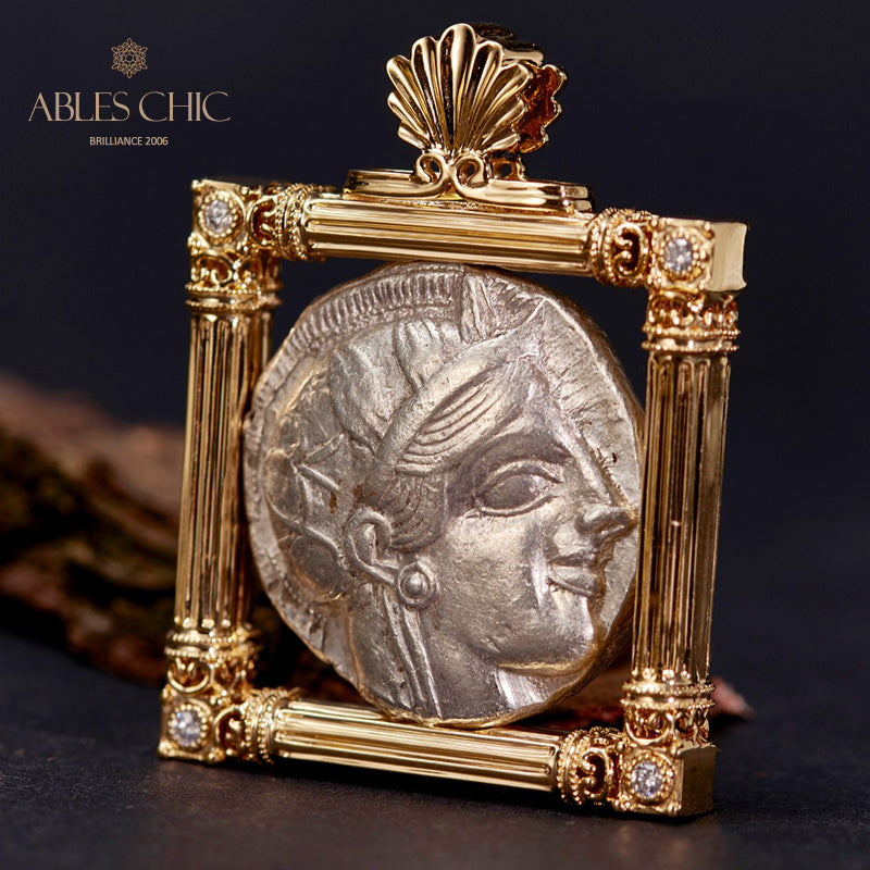 Pendentif de pièce de monnaie byzantine Lira Athena uniquement