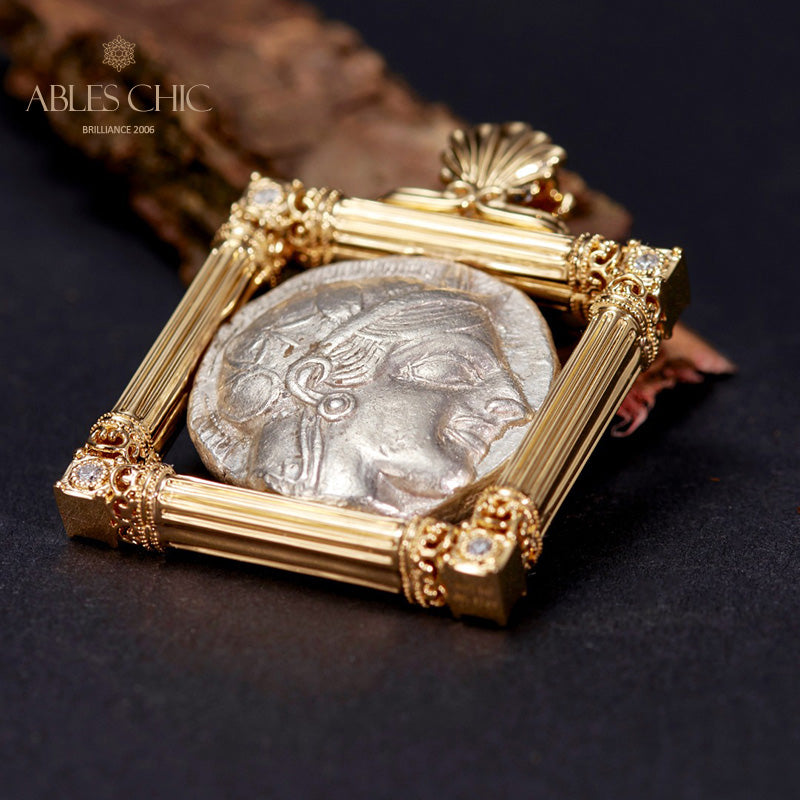 Pendentif de pièce de monnaie byzantine Lira Athena uniquement