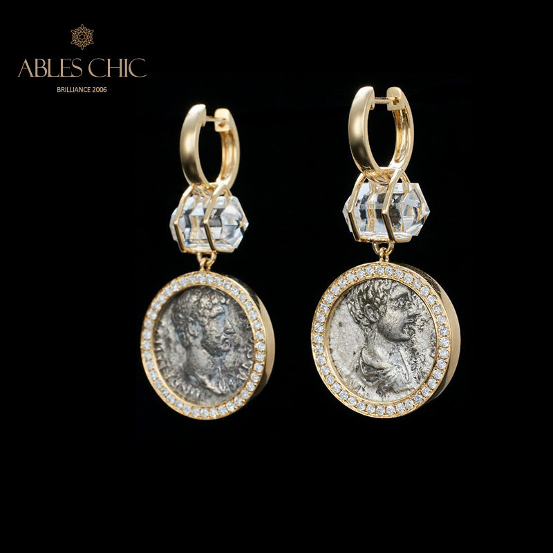 Boucles d'oreilles médaillon halo de diamants