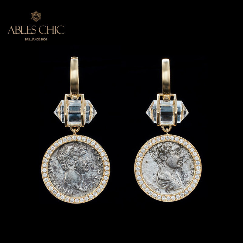 Boucles d'oreilles médaillon halo de diamants