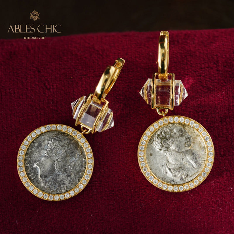 Boucles d'oreilles médaillon halo de diamants
