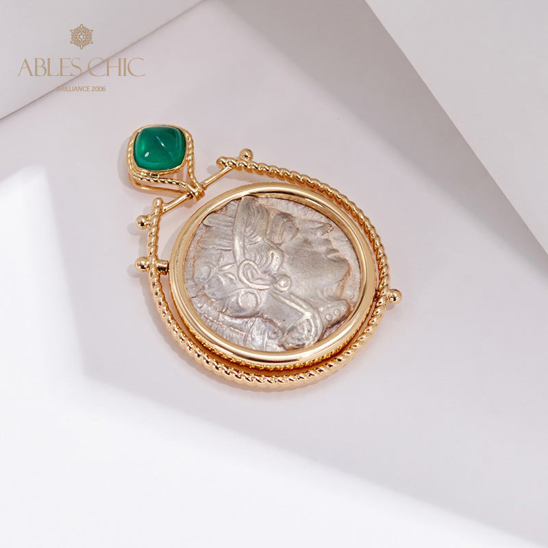 Pendentif médaillon réversible Athena uniquement