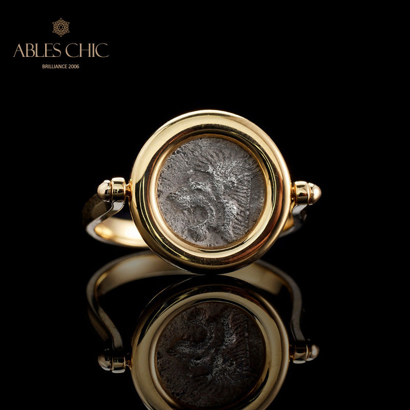 Bague pendentif pièce de monnaie en lire byzantine