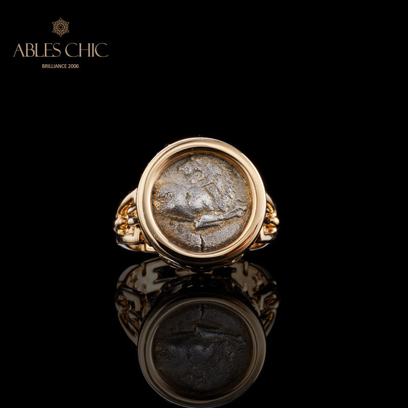 Anneau de pièce de monnaie du lion romain