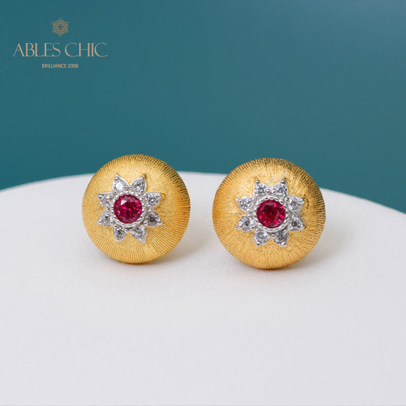 Boucles d'oreilles florales étoile dôme 5091
