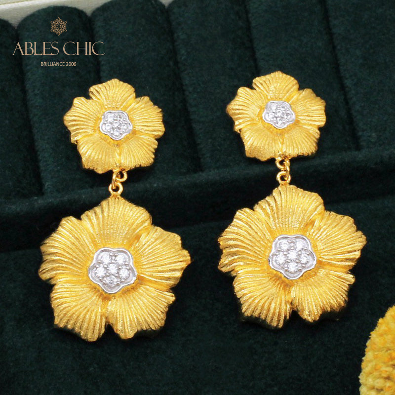 Boucle d'oreille florale à fleurs pendantes 5404