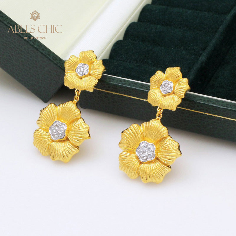 Boucle d'oreille florale à fleurs pendantes 5404